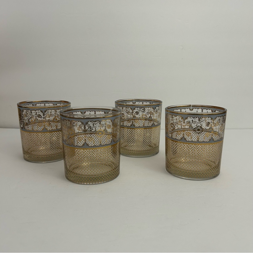 Patina Vie cocktail glassware gold and silver color set of 4